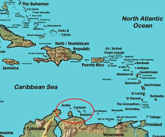 mapa ilhas abc aruba curaçao bonaire