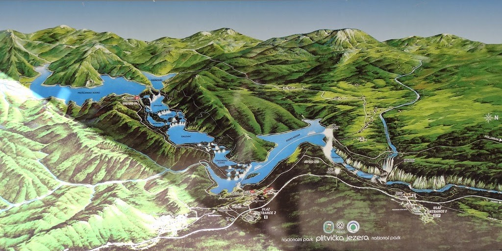 Mapa do Parque Nacional dos Lagos de Plitvice