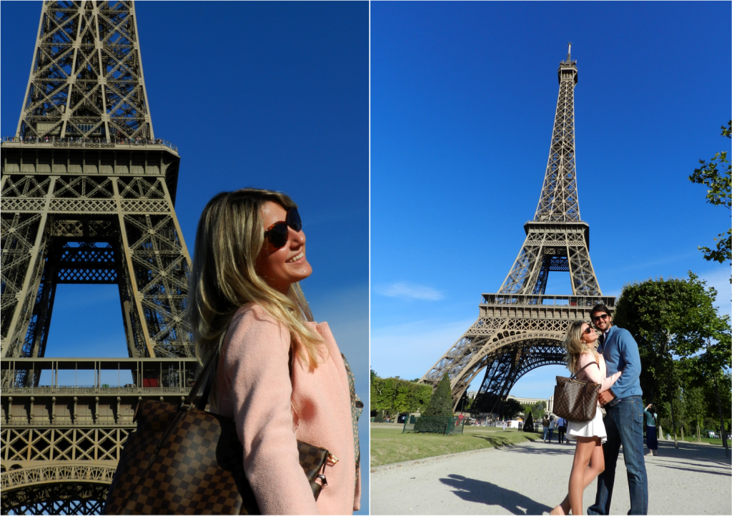 A famosa Tour Eiffel, vista do Champ de Mars