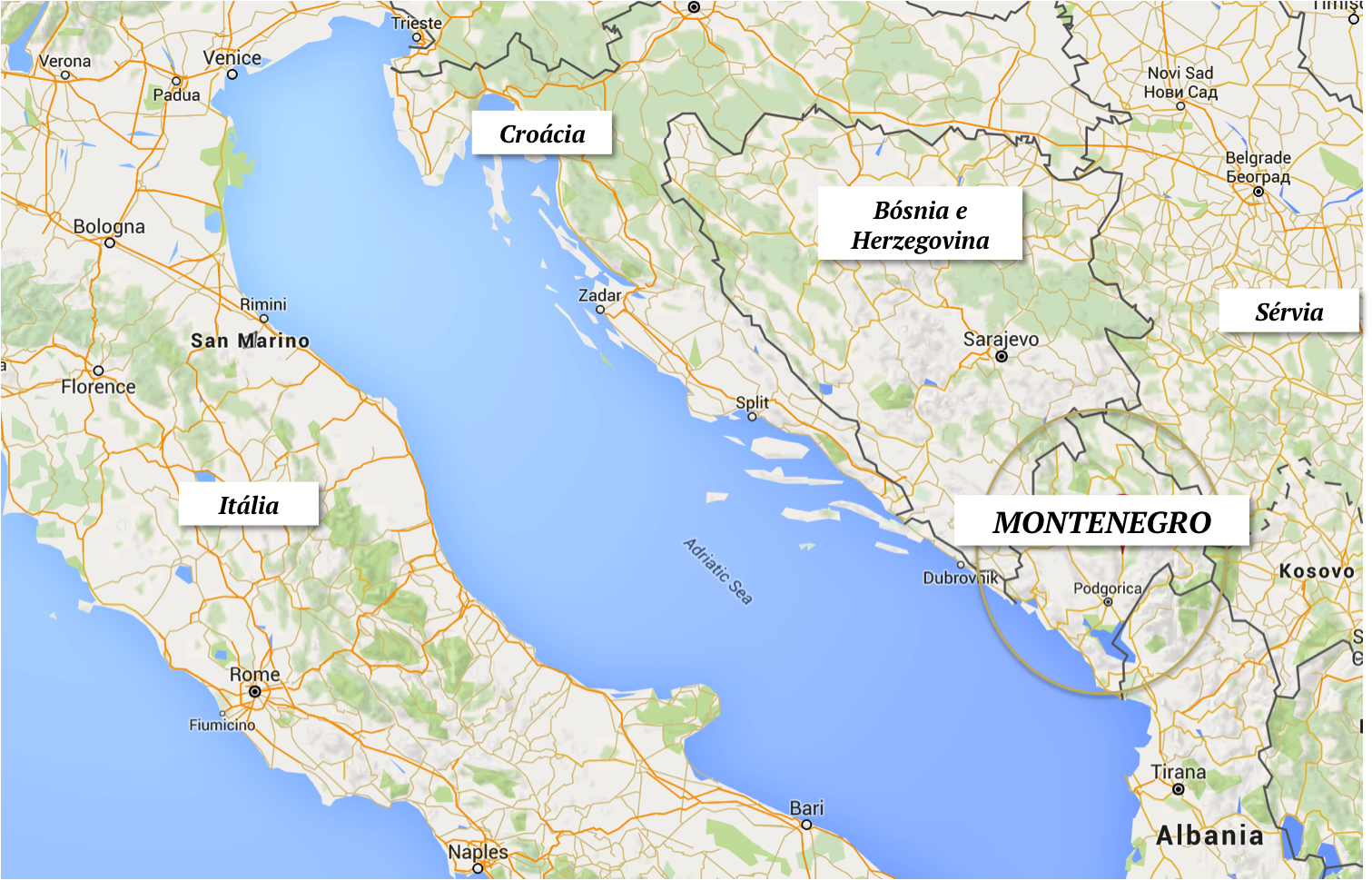 montenegro turismo onde fica localizacao croacia