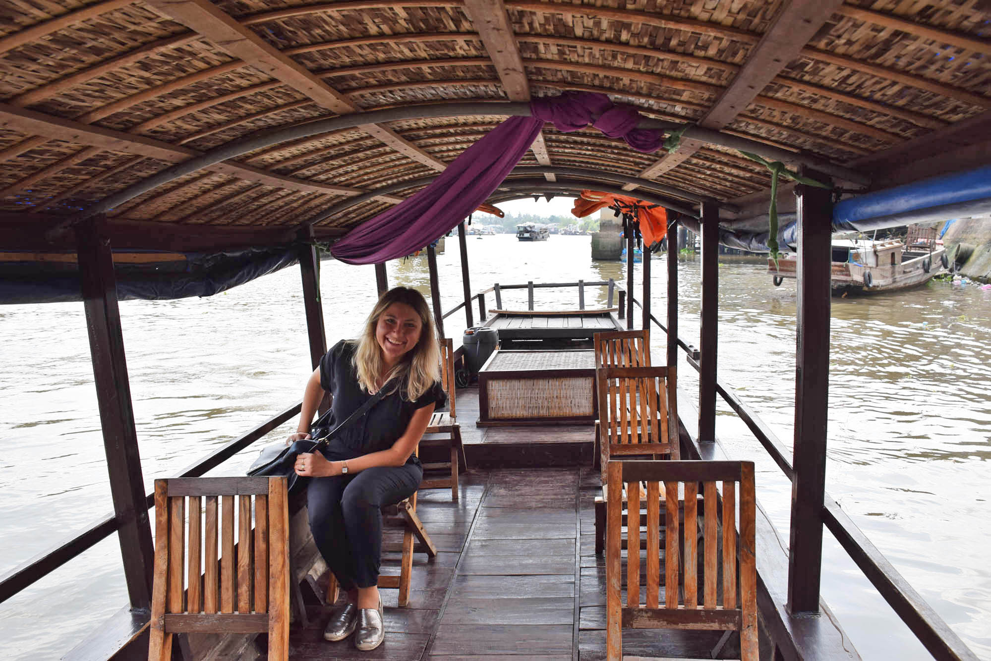 No barco para começar o passeio pelo Delta do Rio Mekong
