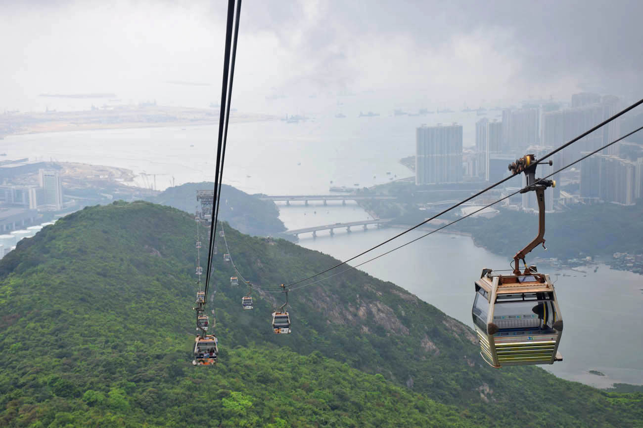 Ngong Ping Cable Car para chegar no Giant Buddha, Hong Kong