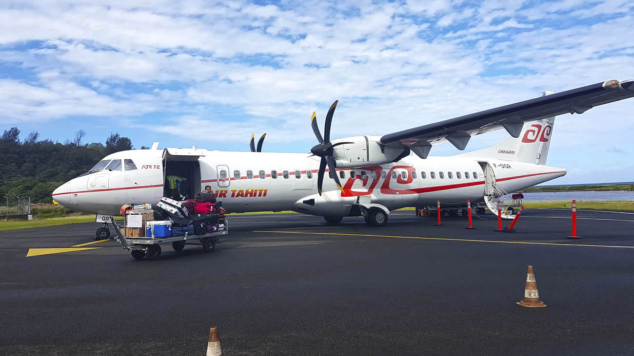 Aeronave da Air Tahiti - vôos domésticos, entre as ilhas | foto: Lala Rebelo