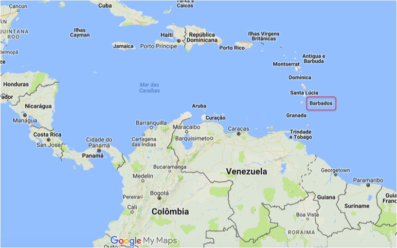 mapa barbados onde fica barbados no caribe