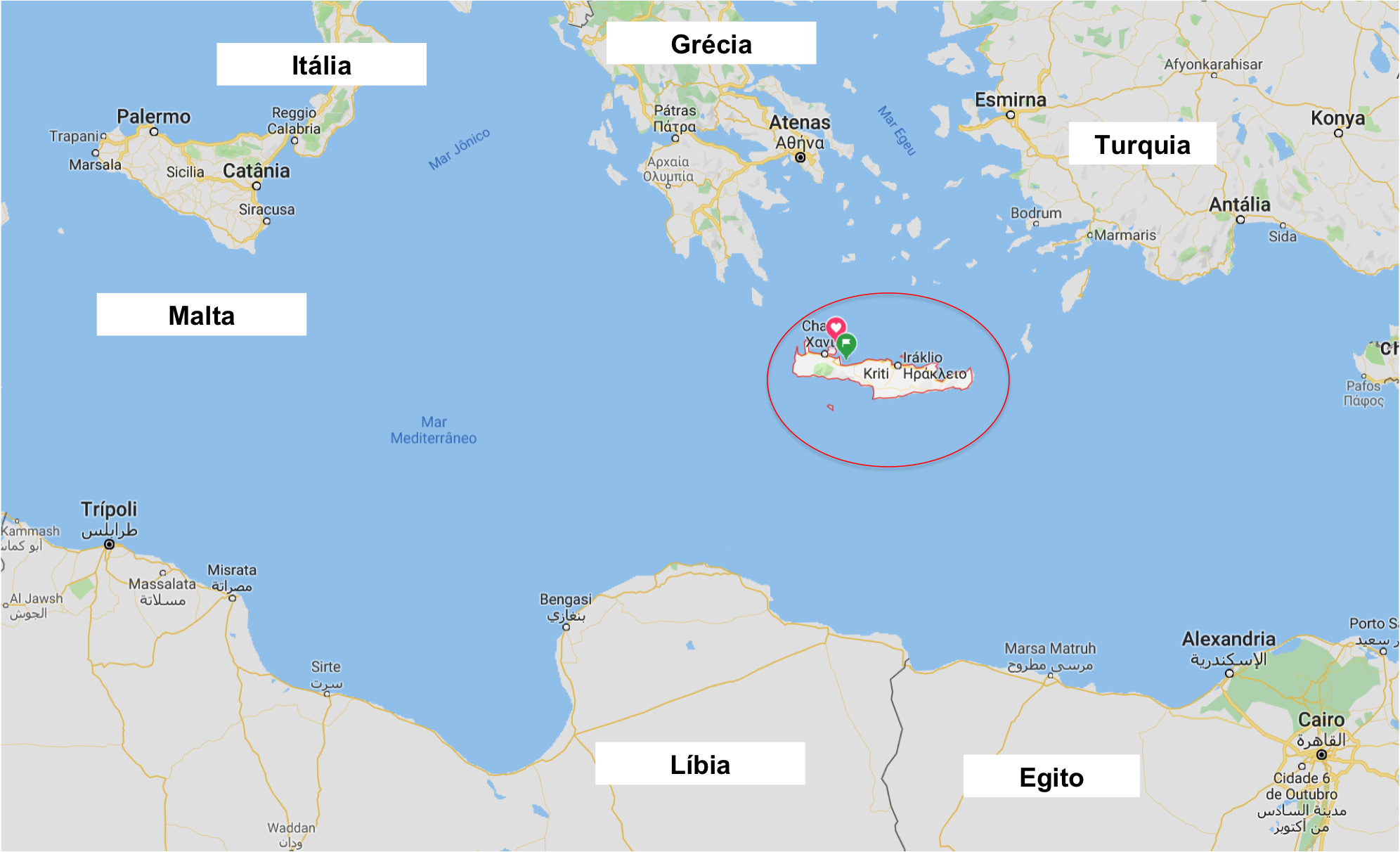 Localização de Creta no mapa - onde fica - Grécia
